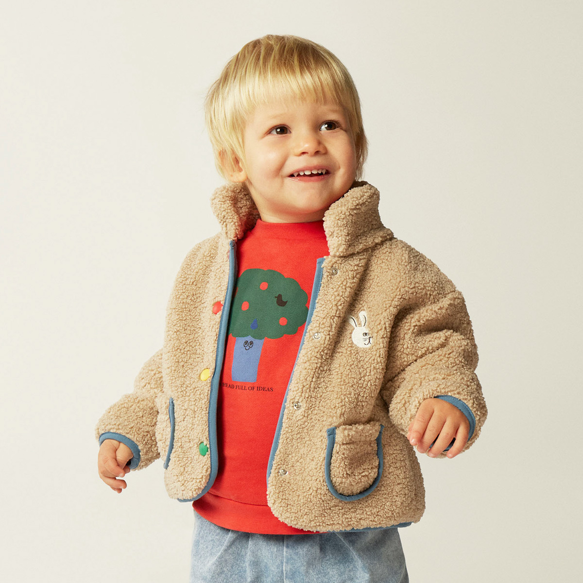 The Campamento Ecru Teddy baby jacket