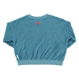 Piupiuchick | Blauwe sweater met "Que Calor"print