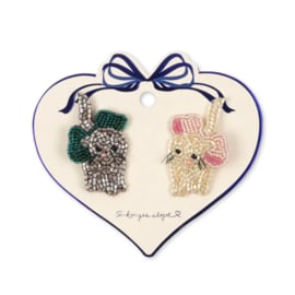 Konges Slojd Haarclips van glaskraaltjes  -  Bow Kitty
