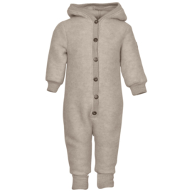 Mikk-line | Merinowollen baby suit met capuchon | Off white melange