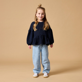 Petit Blush Ruffle Sweater -  Blue Lurex