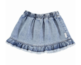 Piupiuchick | Short skirt with ruffles | washed denim