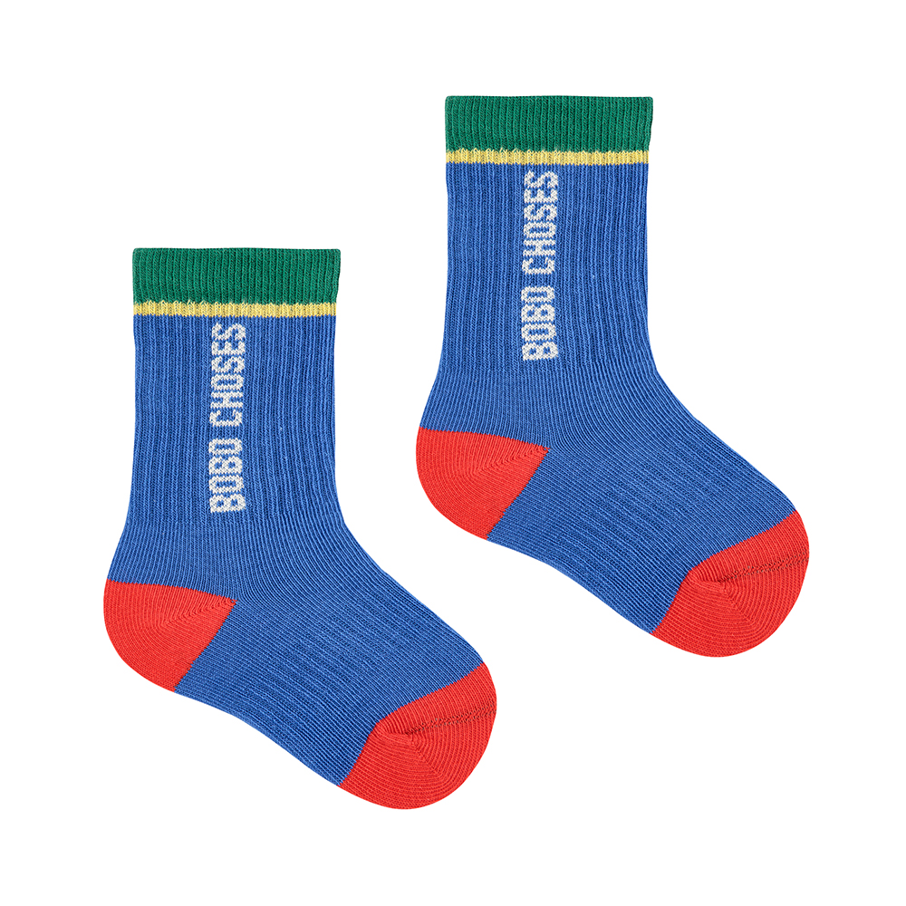 Bobo Choses Color Block long baby socks Blue