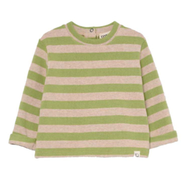 Cozmo | Pau soft feel gestreepte baby sweater | Groen - beige