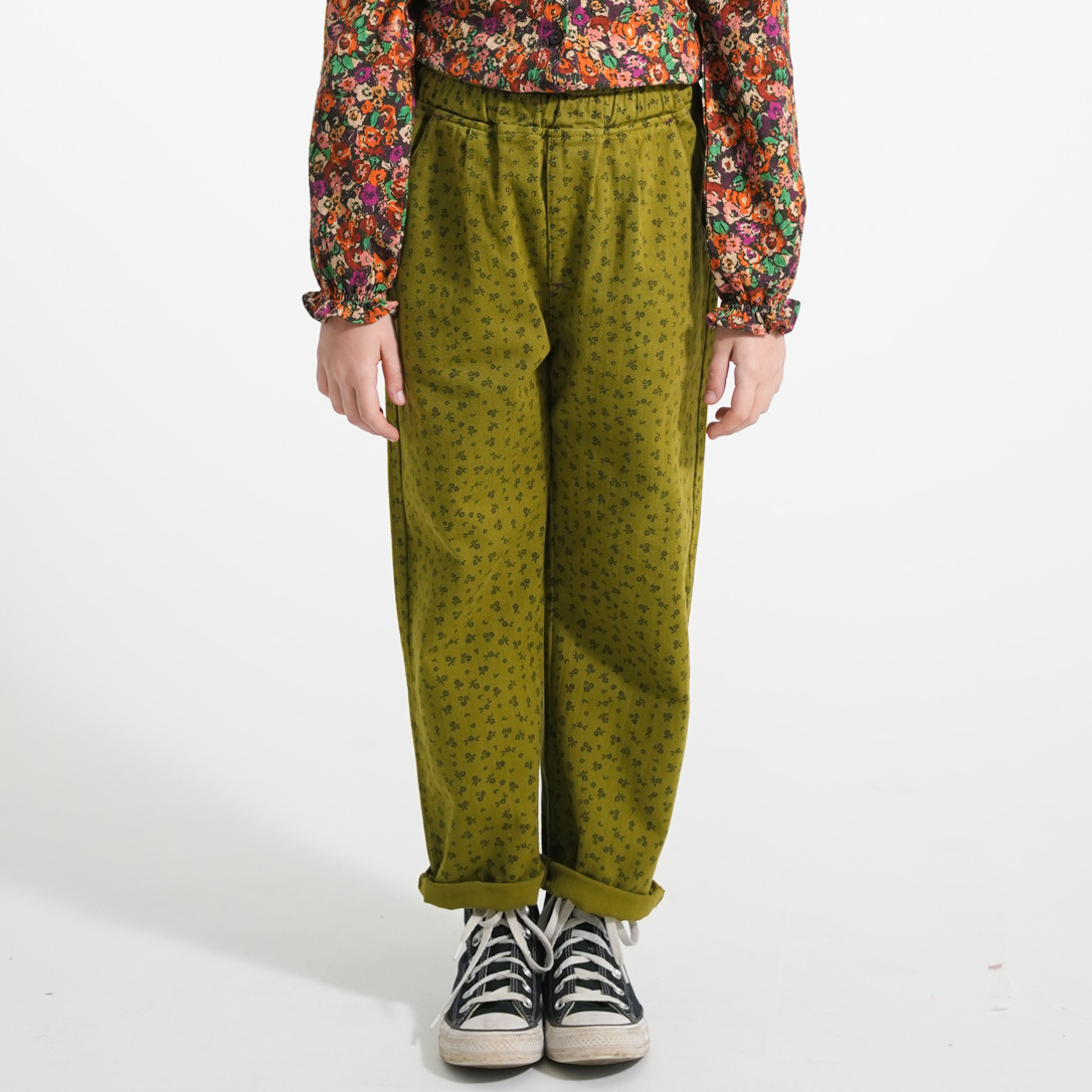 Piupiuchick Broek -  Khaki met zwarte bloemetjes