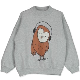 Lotiekids | Sweater | Grijs melange Uil