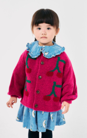 Bobo Choses | Cherry Intarsia cardigan | Fuchsia