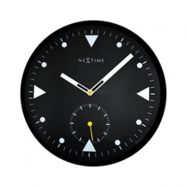 Nextime Serious Black Klok Rond 32 cm Kunstof - Zwart