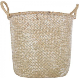 Mand Zeegras met Handvat ø36 cm x h32 cm - Natural Wit