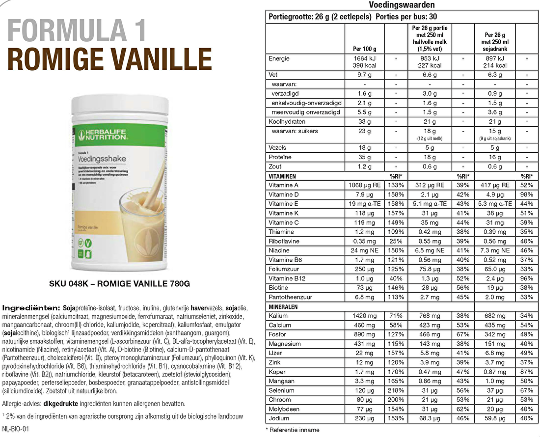 Formula 1 Romige Vanille Shake