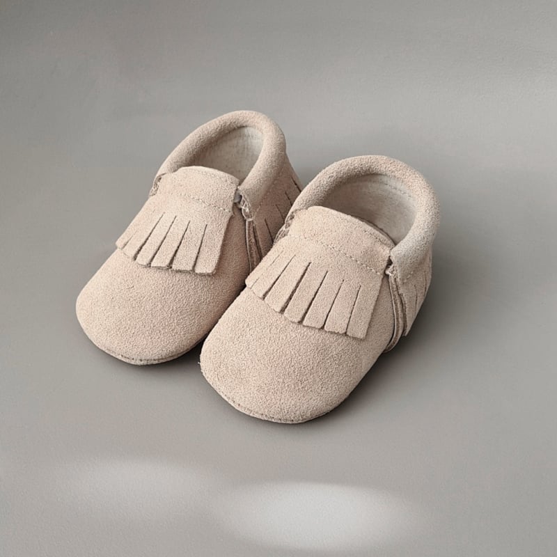 Baby - Leather Moccasins - Oatmeal 