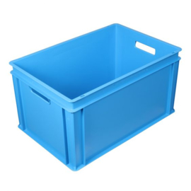 Euronorm bak 60 liter Blauw 600 x 400 x 325 mm open handgrepen