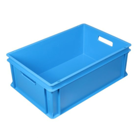 Euronorm bak 40 liter Blauw 600 x 400 x 220 mm open handgrepen