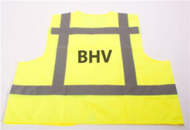 Veiligheidsvest XXL Geel opdruk BHV, EHBO en HOOFD BHV