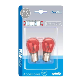Autolamp 12V 21W BAU15s oranje 2 stuks in blister