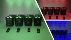 Set van 4x led accu RGB up light spots