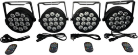Led par kleuren disco spot set (RGBW-AC) met draadloze remote en DMX