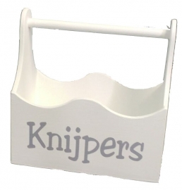 Wäscheklammernbox XL"knijpers" grau bedruckt