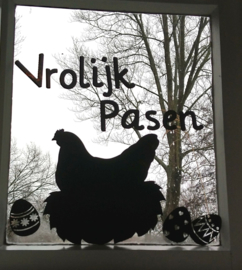 Fensteraufkleber Huhn auf Nest groß