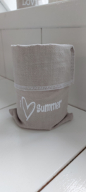Windlicht linnen I love summer licht taupe