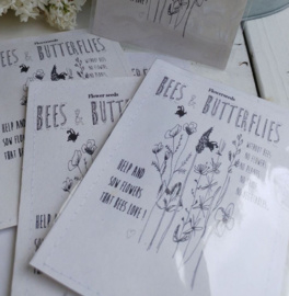 Sachet bloemenzaad Bees & Butterflies wit