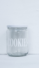 Glasgefäß mit Deckel COOKIES  weiß