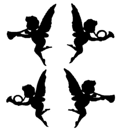 Raamsticker Engeltje met trompet 4 per vel