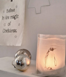 Windlicht waxpapier pinguin