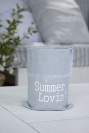 Windlicht linnen Summer Lovin' blauw