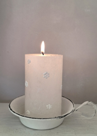 Stumpenkerze Blume weiß