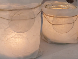 Windlicht rijstpapier Capiz rond laag