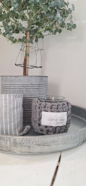 Windlicht cotton rags grijs