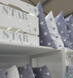 Kissen 50 x 50 Sterne blau-grau mit weißen Sternen