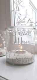 Laterne aus Klarglas Believe in the magic of Christmas