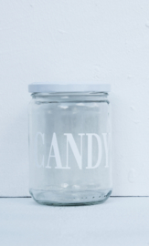 Glazen pot met deksel CANDY wit