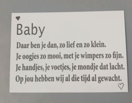 Kaart A5 gedichtje BABY 