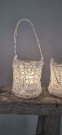 Windlicht Raffia wit