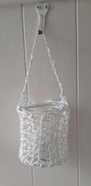 Windlicht Raffia wit