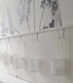 Windlicht Raffia wit