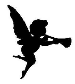 Raamsticker - Engeltje met trompet H 16 cm