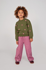 Roze broek lederlook Moon Flowers Jubel