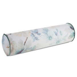 Rolkussen velvet - 62x16x16cm - wit, mint en blauw