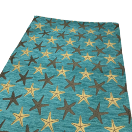 Turquoise tafelloper Starfish (zeesterren) ±45x140cm
