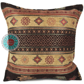 Oker geel en bruin kussen - Aztec ± 45x45cm