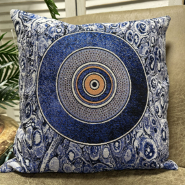 Set van twee kussenhoezen - Gobelin Grieks design Hamsa en Evil-eye - 45x45cm