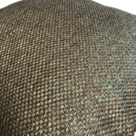 Esperanza Deseo ® kussen - Linnen meubelstof met grote lus - Brons met turquoise ± 30x60cm