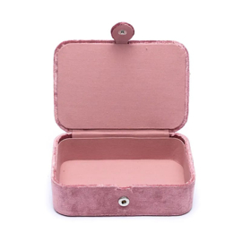Sieraden- en tarotdoos fluweel roze met Levensboom