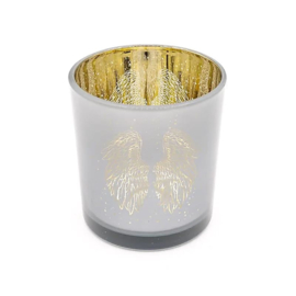 Sfeerlicht Engelenvleugels – metallic grijsblauw – 7,3 × 8 cm