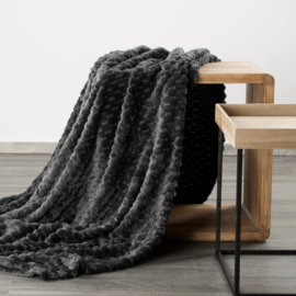 Plaid - zwart fleece, heerlijke zacht maat 200x220cm