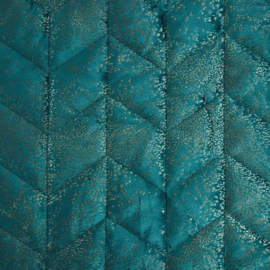 Bedsprei - petrol, teal, zeegroen fluweel met goud 220x240cm